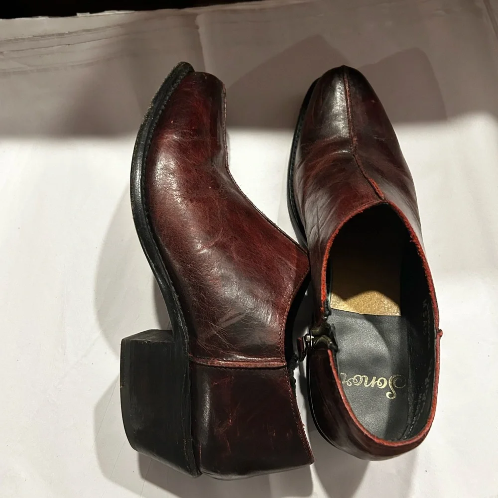 Quinn Red Brown Leather Booties